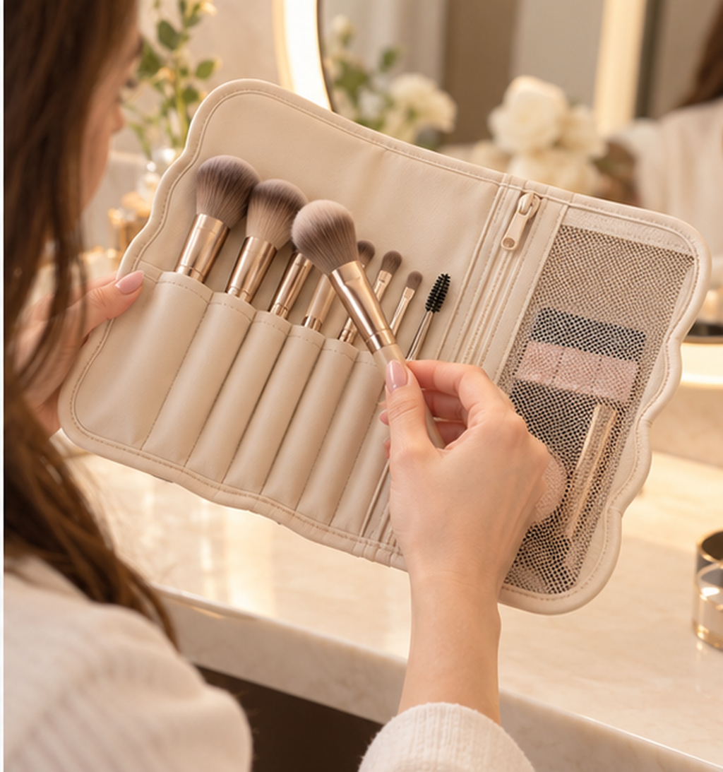 Petal Fold Cosmetic Brush Travel Roll