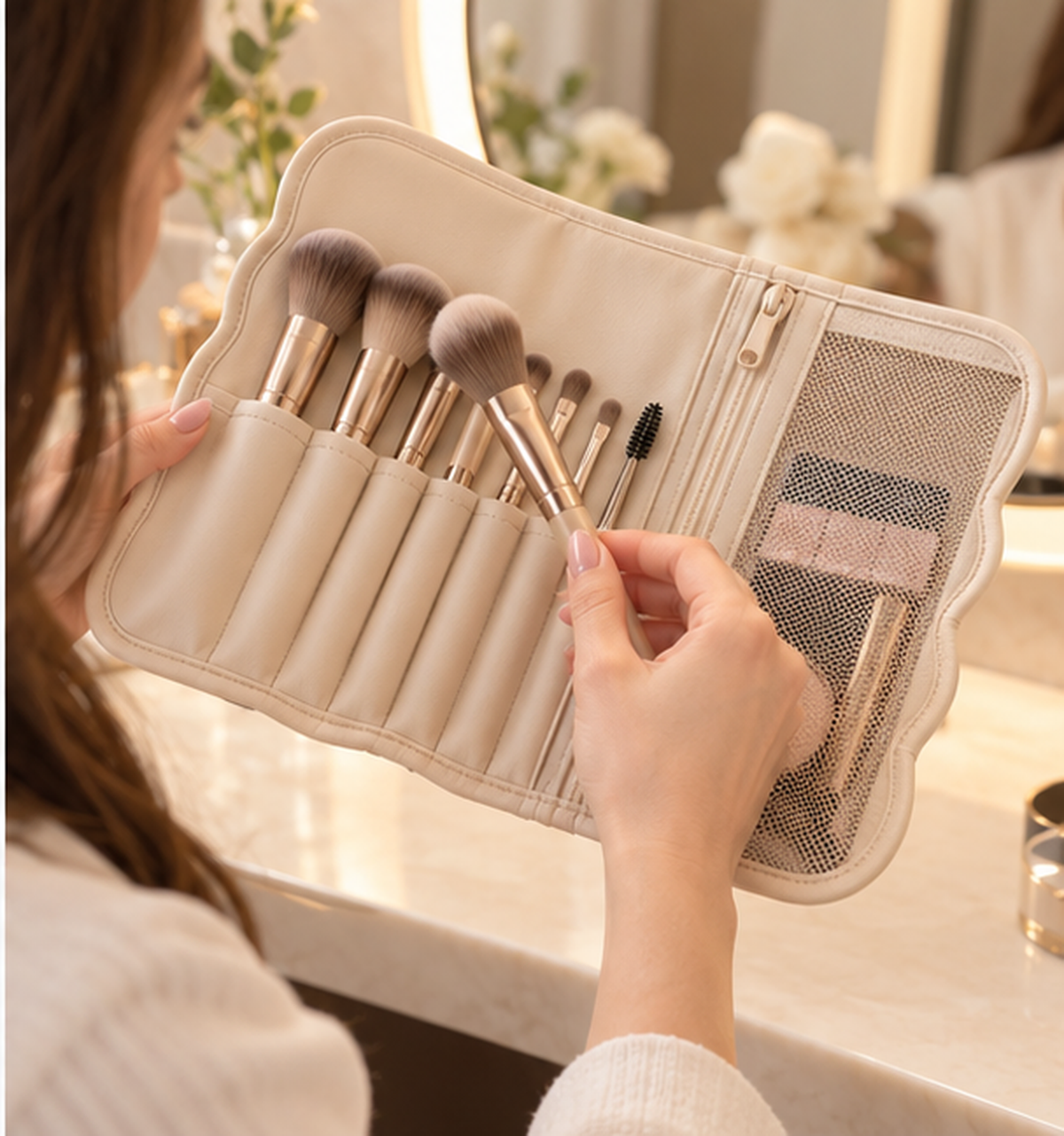 Petal Fold Cosmetic Brush Travel Roll