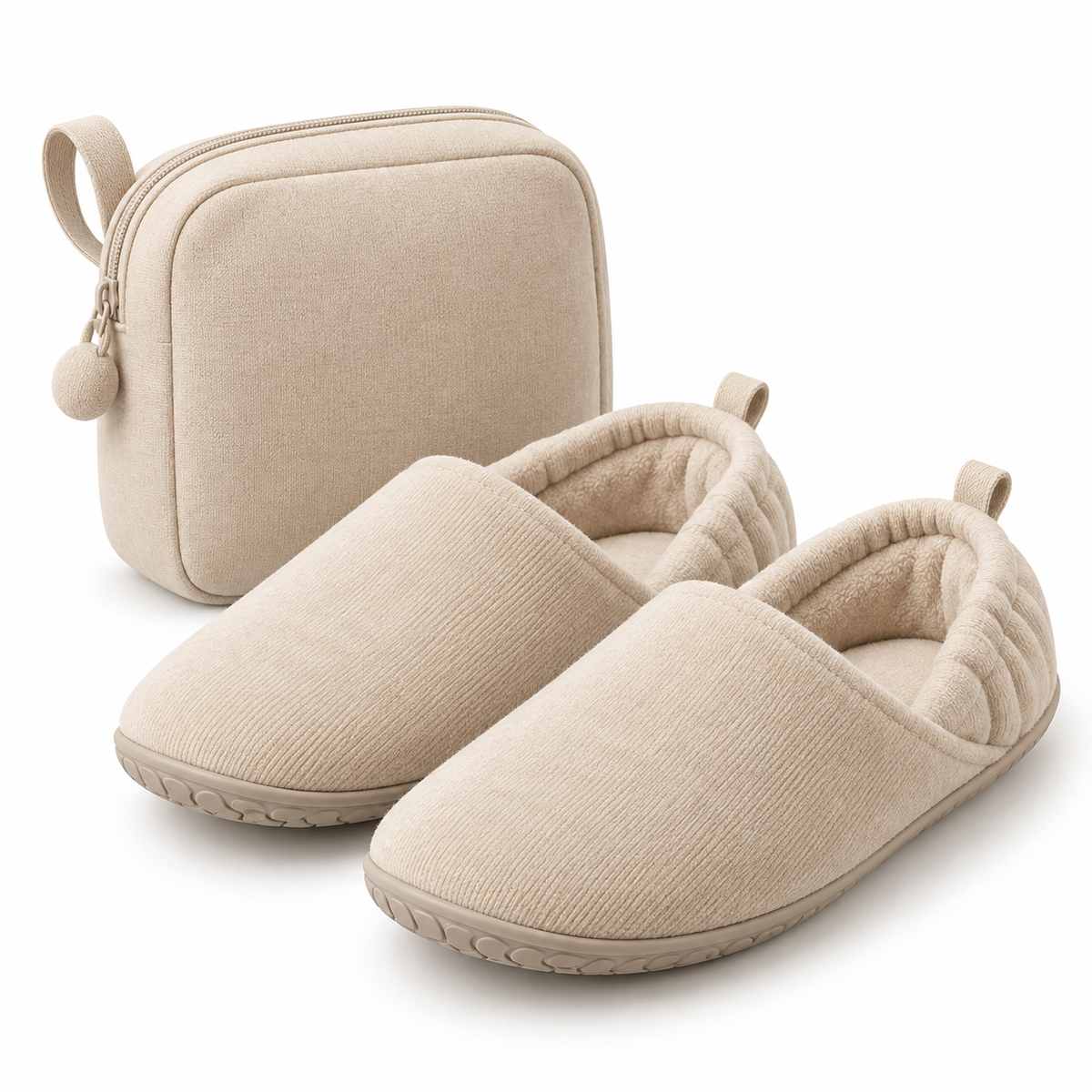 Fold-Flat Cozy Travel Slipper Set