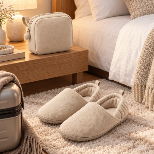 Fold-Flat Cozy Travel Slipper Set