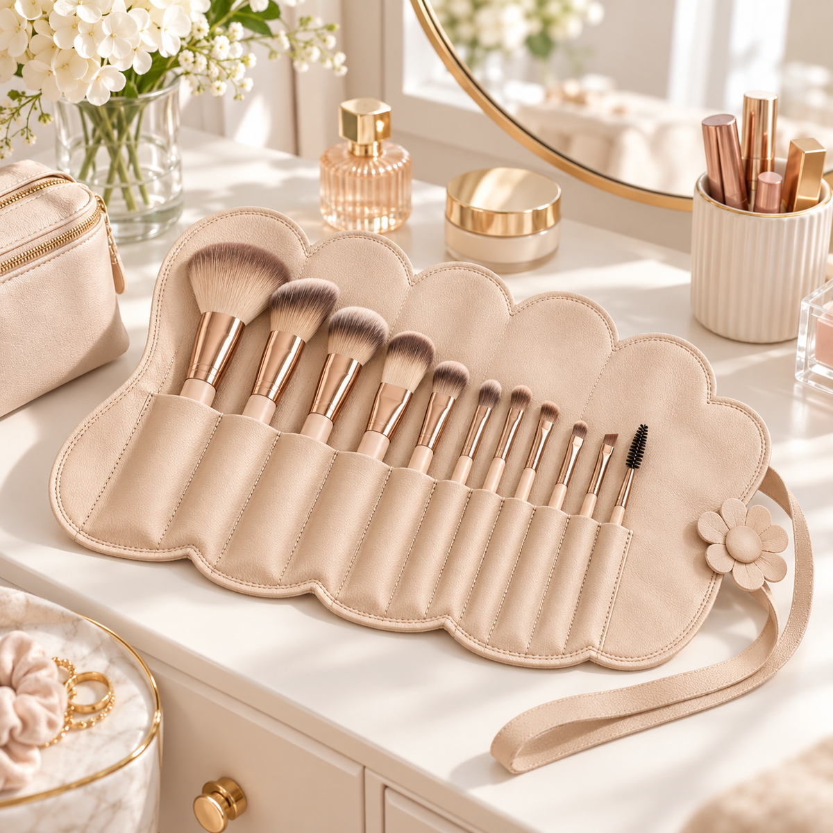 Petal Fold Cosmetic Brush Travel Roll