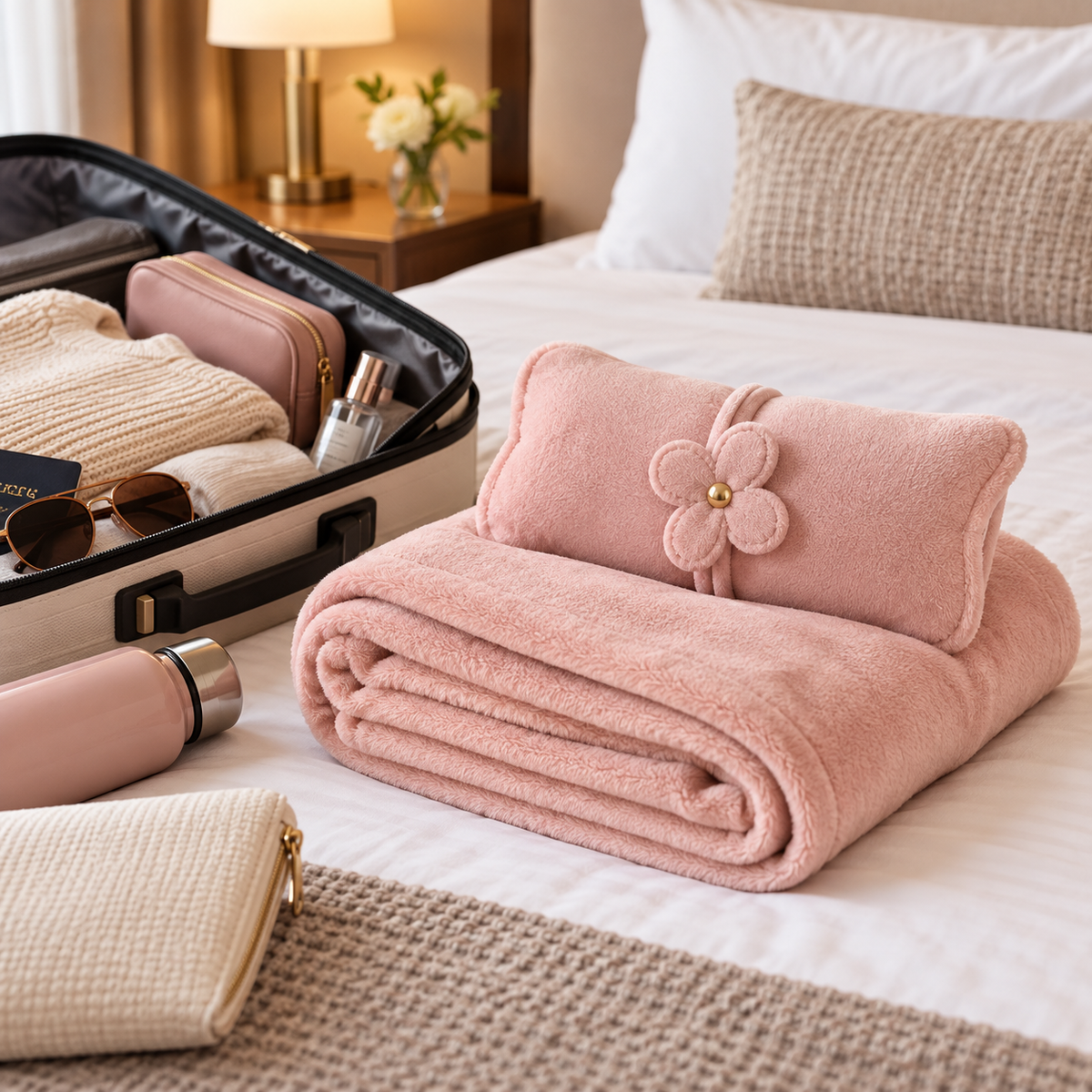 Marshmallow Travel Blanket & Pillow Pouch
